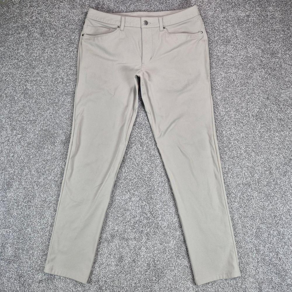 Lululemon ABC Slim-Fit 5-Pocket Pant Mens 32 Gray Warpstreme Stretch Trousers